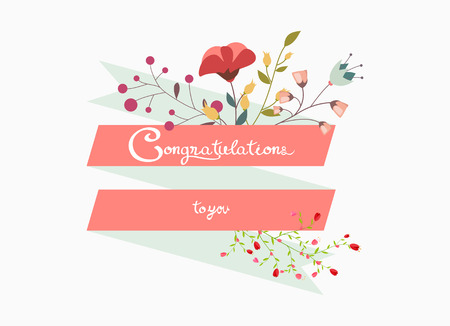 Congratulations lettering decorative with flowerのイラスト素材