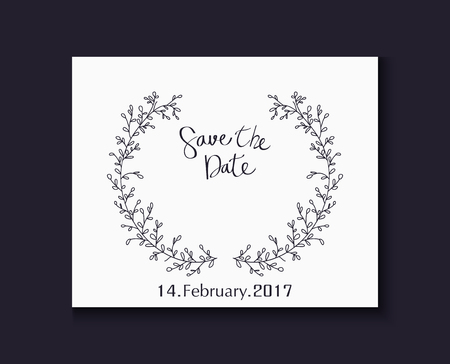 Wedding invitation with lettering decorative with flowerのイラスト素材