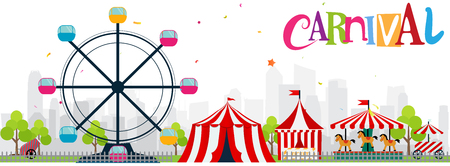 Colorful funfair and carnival backgroundのイラスト素材