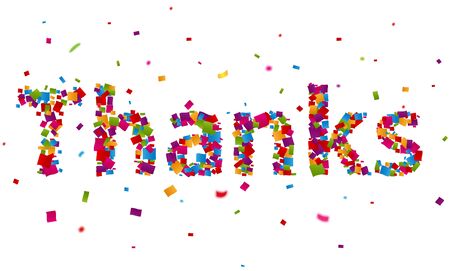 Thanks sign with colorful confettiのイラスト素材