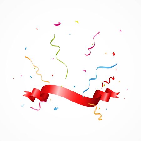 Celebration banner with ribbon and confettiのイラスト素材