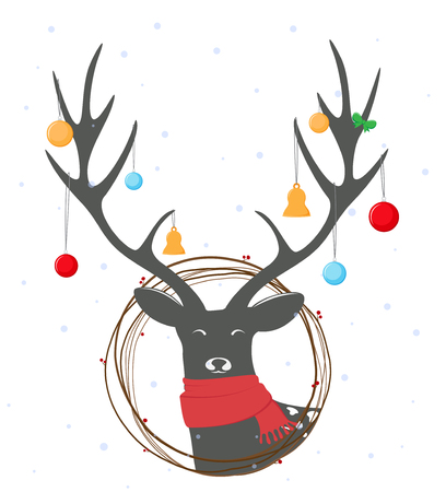 Christmas deer backgroundのイラスト素材