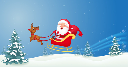 Santa with christmas sledのイラスト素材
