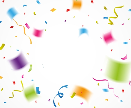 Colorful confetti, for celebration background with ribbonのイラスト素材