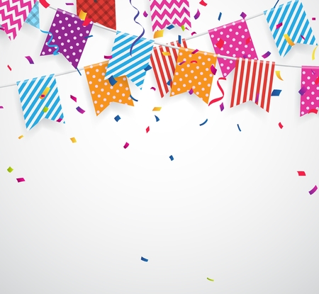 Celebration background with colorful bunting flagsのイラスト素材