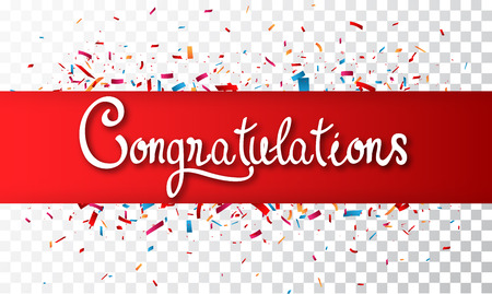 Colorful congratulations banner , isolated on transparent backgroundのイラスト素材