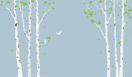 Beautiful tree branch with birds silhouette background for wallpaper stickerのイラスト素材