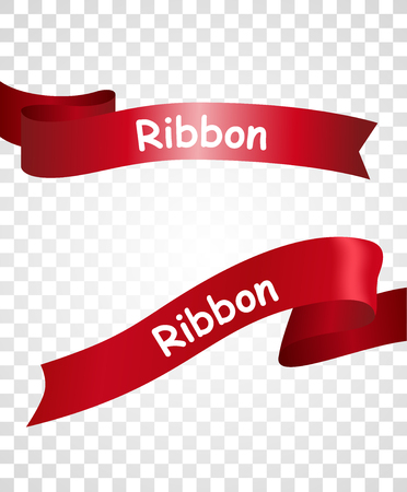 Red ribbon banner, isolated on transparent backgroundのイラスト素材