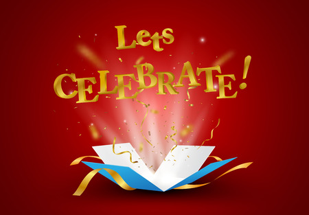 Lets Celebrate with gold confettiのイラスト素材