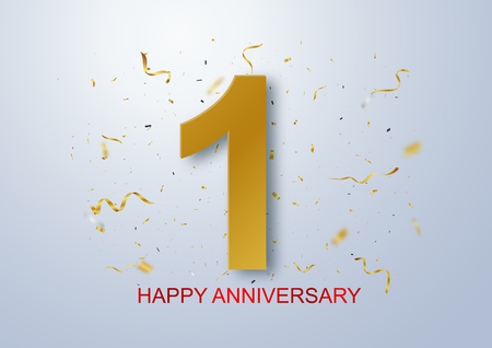 Happy anniversary banner celebration with gold confettiのイラスト素材