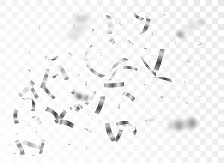 Silver confetti isolated on transparent backgroundのイラスト素材