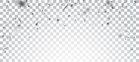 Silver confetti isolated on transparent backgroundのイラスト素材