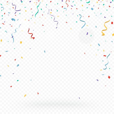 Colorful Confetti and ribbon celebrations design isolated on transparent backgroundのイラスト素材