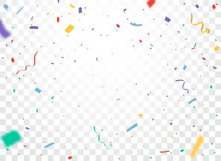 Colorful Confetti and ribbon celebrations design isolated on transparent backgroundのイラスト素材