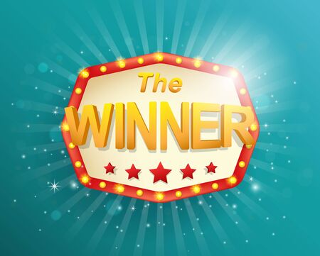 Winner retro banner with vintage light frameのイラスト素材
