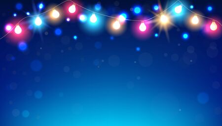 Magic Lights on night dark blue sky with sparkling starsのイラスト素材