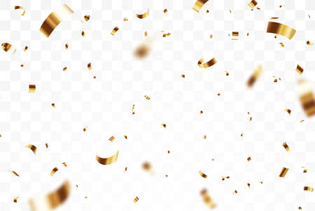 Vector Illustration of Gold confetti background, isolated on transparent backgroundのイラスト素材