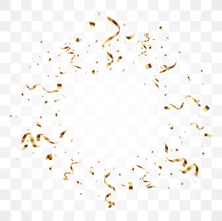Vector Illustration of Gold confetti background, isolated on transparent backgroundのイラスト素材