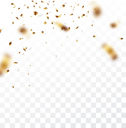 Gold confetti background, isolated on transparent backgroundのイラスト素材