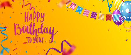 Birthday celebration banner with Colorful bunting flagsのイラスト素材