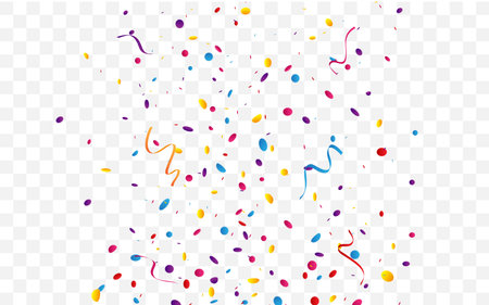 Colorful Confetti and celebrations ribbon isolated on transparent backgroundのイラスト素材