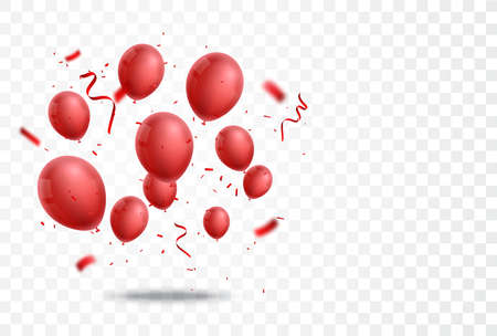 Vector Illustration of Celebration banner with red balloon and confettiのイラスト素材