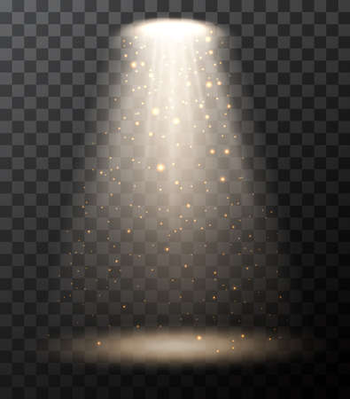 Vector Illustration of Magic Lights and bokeh on night dark blue sky with sparkling starsのイラスト素材