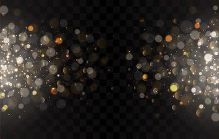 Vector Illustration of Magic Lights and bokeh on night dark blue sky with sparkling starsのイラスト素材