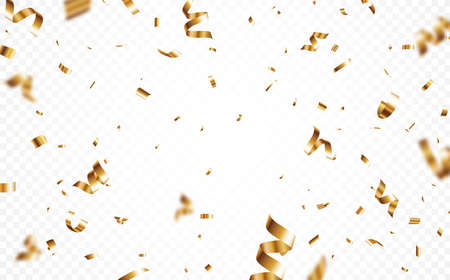Vector Illustration of Gold confetti background, isolated on transparent backgroundのイラスト素材