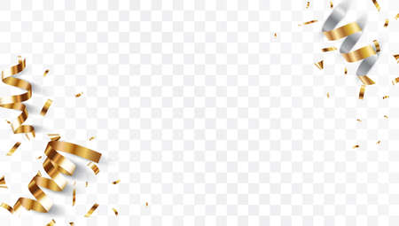 Vector Illustration of Gold confetti background, isolated on transparent backgroundのイラスト素材