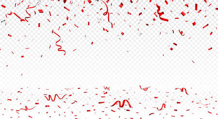 Vector Illustration of Beautiful red confetti banner, isolated on transparent backgroundのイラスト素材