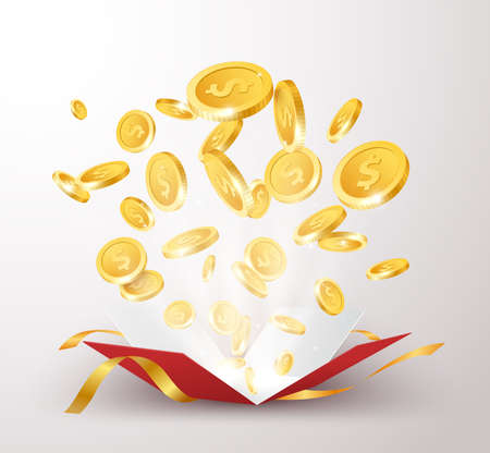 Gold coins banner, isolated on transparent backgroundのイラスト素材