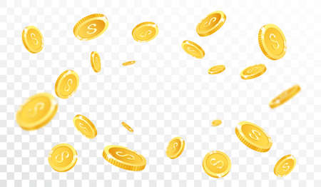 Gold coins banner, isolated on transparent backgroundのイラスト素材