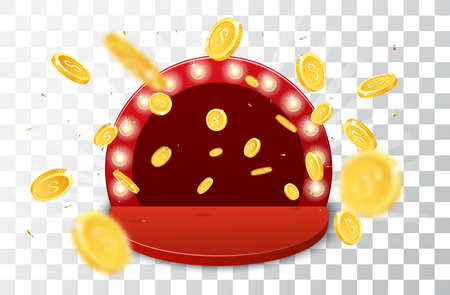 Gold coins banner, isolated on transparent backgroundのイラスト素材