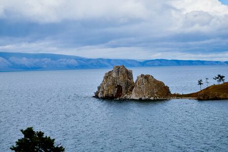 Shaman Rock at Lake Baikalの写真素材