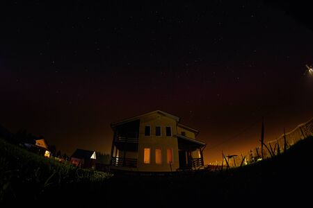 Summer Night Sky in the Countryの写真素材