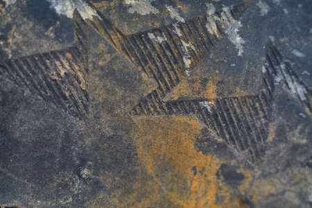 Worn tire of an old car crashed in a car accidentの写真素材