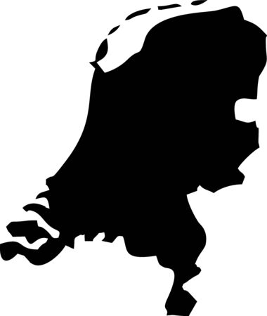 Silhouette maps European country of Netherlands.のイラスト素材