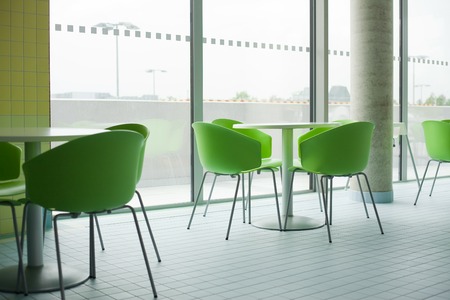 Modern plastic chair inside the restaurant shallow DOF.の写真素材