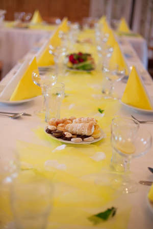 festive table place settings - wedding tableの写真素材