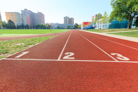 numbered runway at an athletics track
