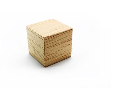 Balsa wood cube, on the white backgroundの写真素材