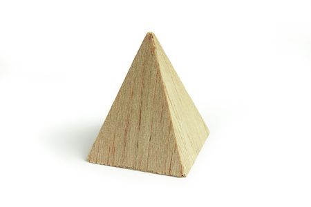 Balsa wood pyramid, on the white background