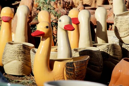 decorative duck Sculpture pot Made with Earthen Mud, handcrafted traditional clay decoration toy in...