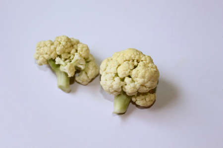 Fresh Organic Natural Cauliflower Vegetable over on white background, selective focus with blur.