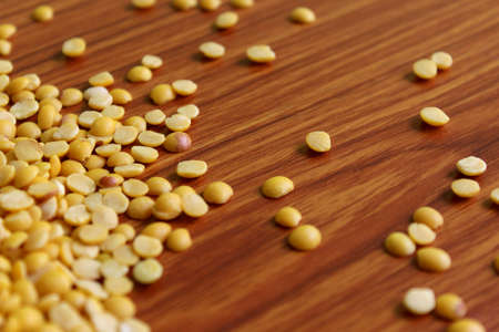 split pigeon peas ( Arhar Dal ) Organic Toor Dal in Bowl, Selective Focus with Blur Background