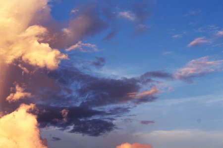 Beautiful sunset sky background with cloud, selective focus with blur.の写真素材