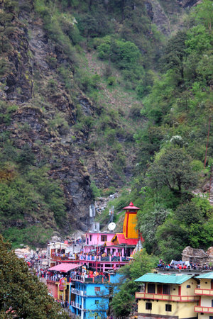 The shrine of Goddess Yamuna nestled in the Himalayan Yamunotri Valley. uttarakhand, india selective...