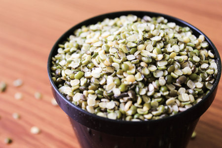 Split Mung Bean Lentils Also Know as Mungbean, Mung Gram, Vigna Radiata, Green Gram, Golden Gram...