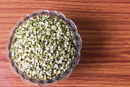 Split Mung Bean Lentils Also Know as Mungbean, Mung Gram, Vigna Radiata, Green Gram, Golden Gram...